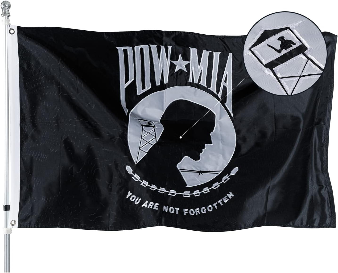 POW MIA 3x5 Nylon Flag - Double Sided and Embroidered - All Weather, Durable, Outdoor Nylon Flag - Front Line Flags