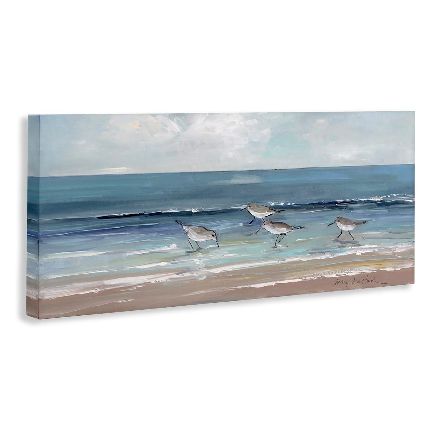 Stupell Industries Sandpipers Birds Cloudy Sky Beach Shore by Sally Swatland - Painting
