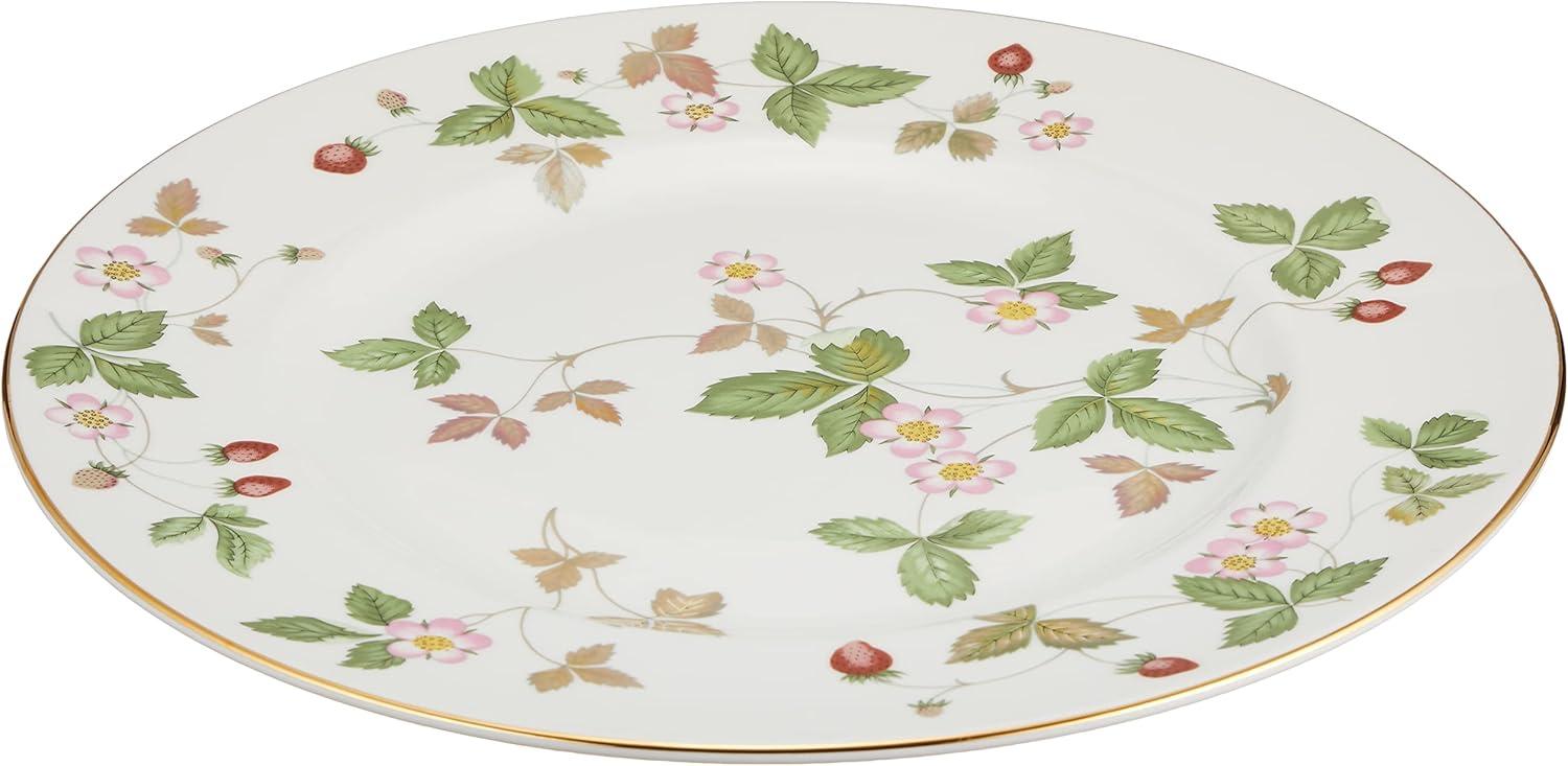 Wild Strawberry Fine Bone China Dinner Plate with Gold Rim