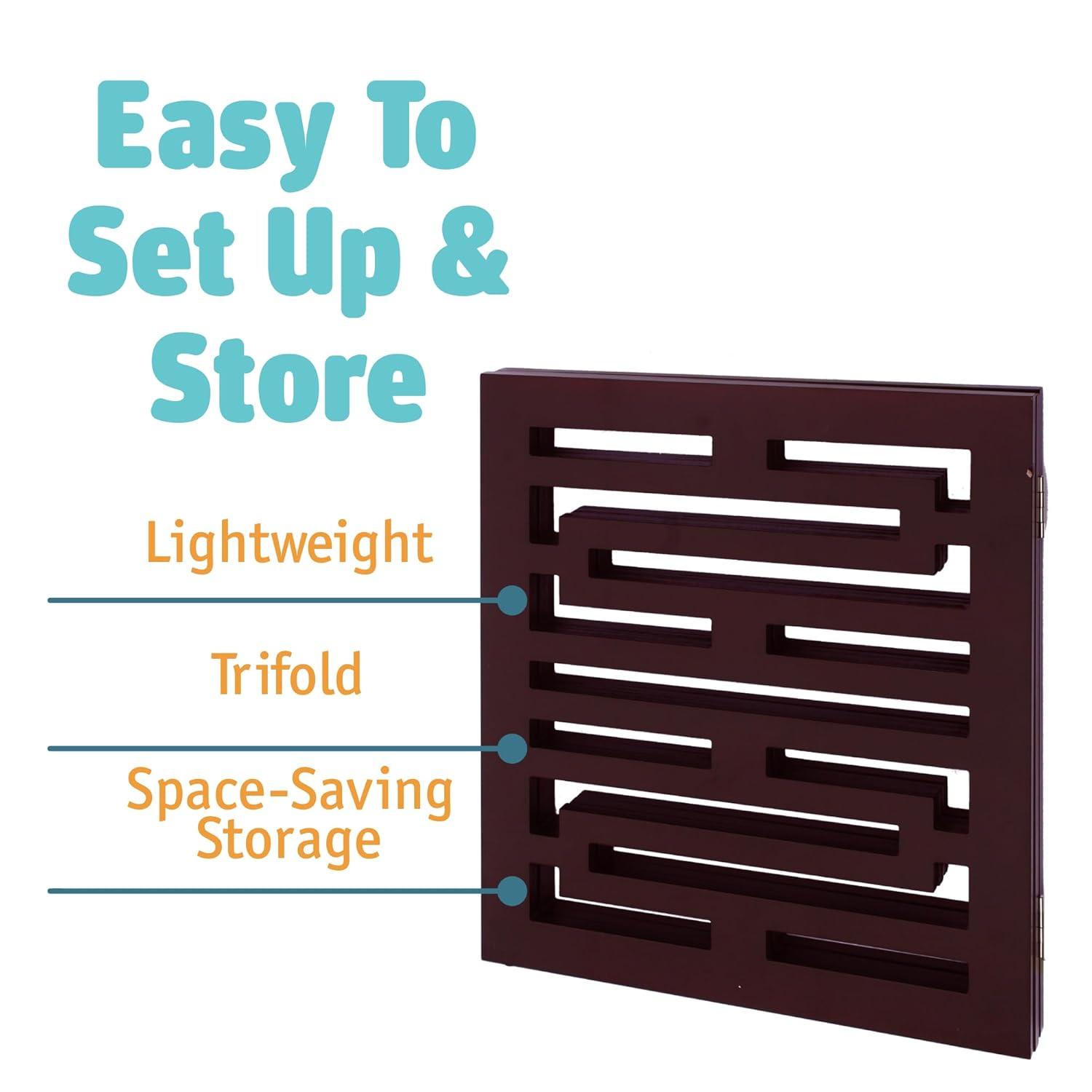 Etna 3-Panel Wooden Pet Gate, Avant Garde Design, Mahogany - Tri Fold Dog Gates for Doorways, Stairs, Puppy Safety - Free Standing Pet Barrier for Indoor/Outdoor Use - 47.5" Wide x 19" Tall