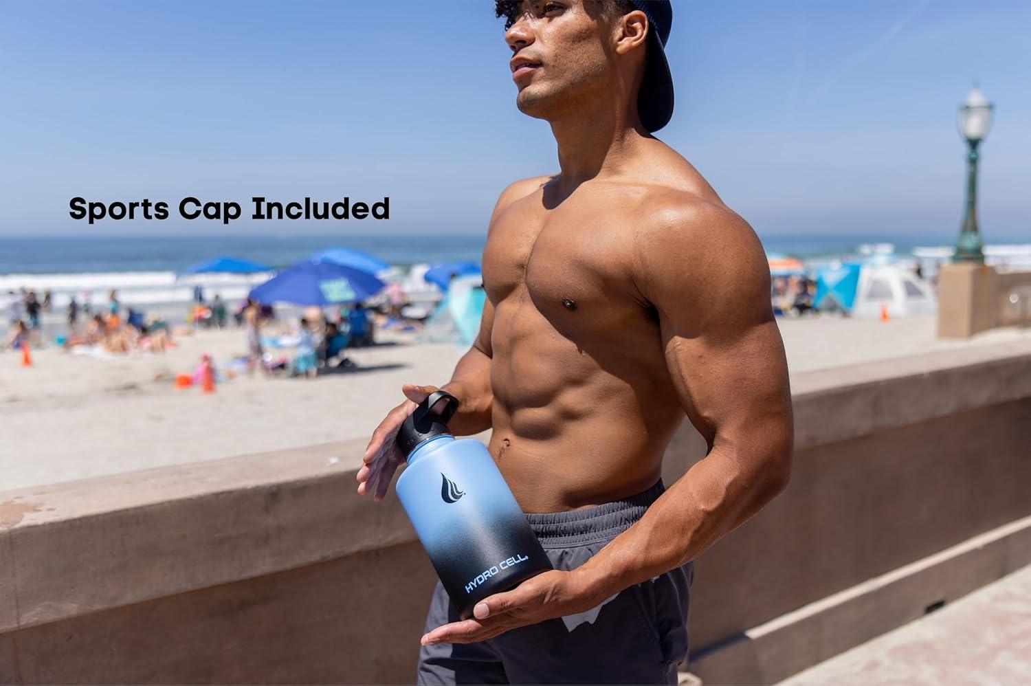 64oz Blue/Black Hydro Cell Wide Mouth Stainless Steel Water Bottle