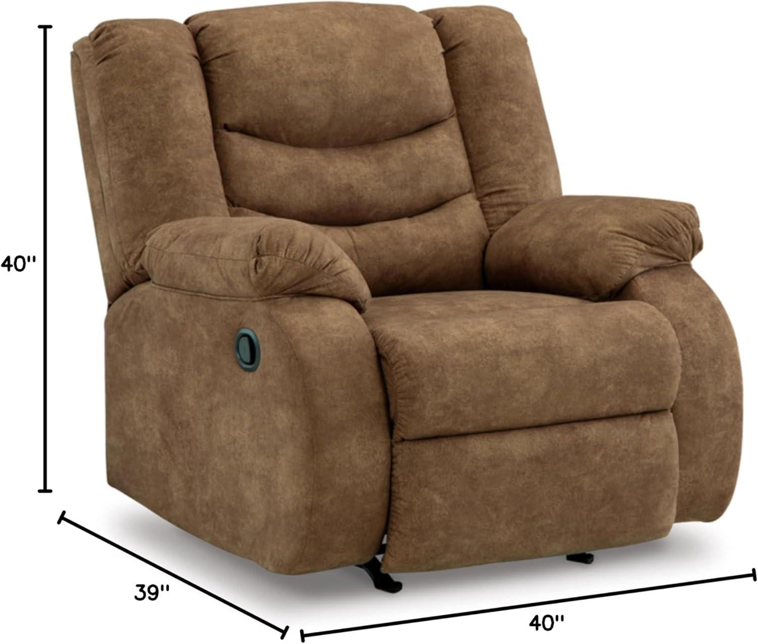 Contemporary Warm Brown Faux Leather Metal Recliner Chair