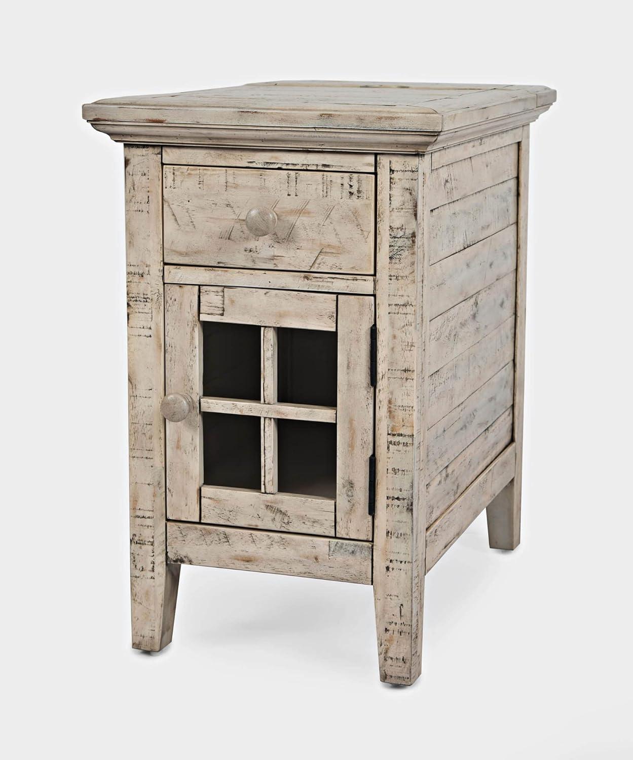 Jofran Rustic Shores Distressed Acacia USB Charging Chairside End Table