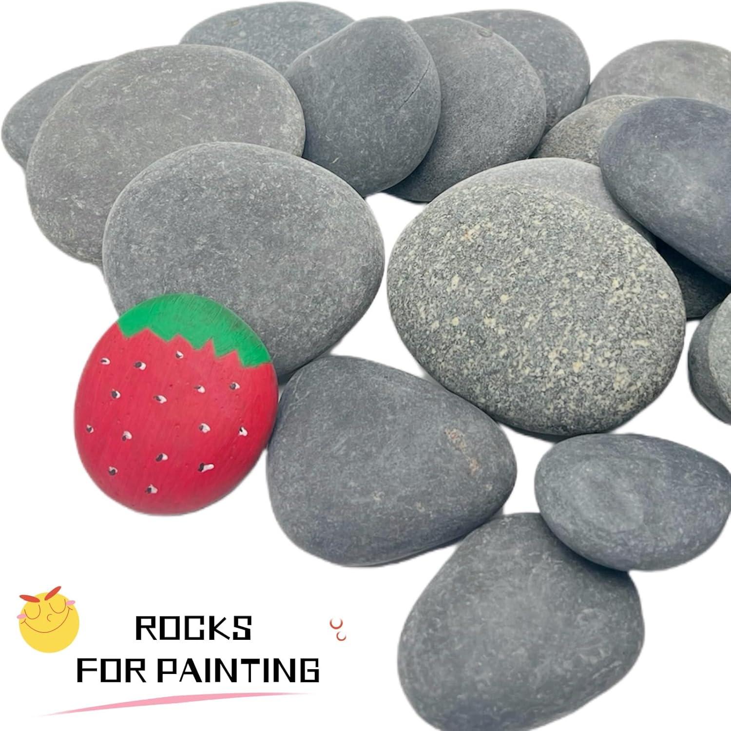 CYLHCM 120 PCS Rocks for Painting, Medium/Small/Tiny Rocks for Painting, Flat DIY Painting Rocks with 30PCS Wiggle Googly Eyes, Smooth Kindness Rocks for Crafts, Arts,Decoration,Hand Picked Stones