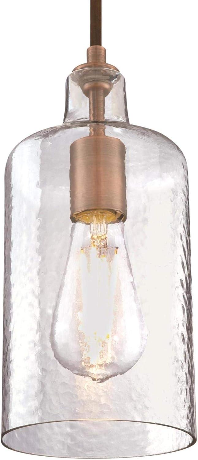 Westinghouse Lighting 6371500 Mini Pendant with Clear Textured Glass - Washed Copper