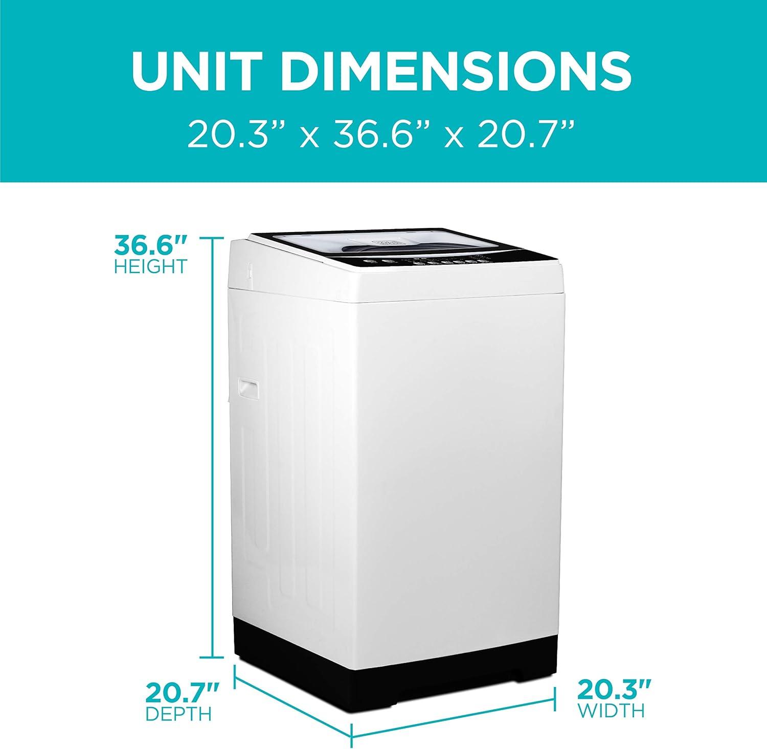 BLACK+DECKER Small Portable Washer, Washing Machine for Household Use, Portable Washer 1.7 cu.Ft with 6 Cycles, Transparent Lid & LED Display