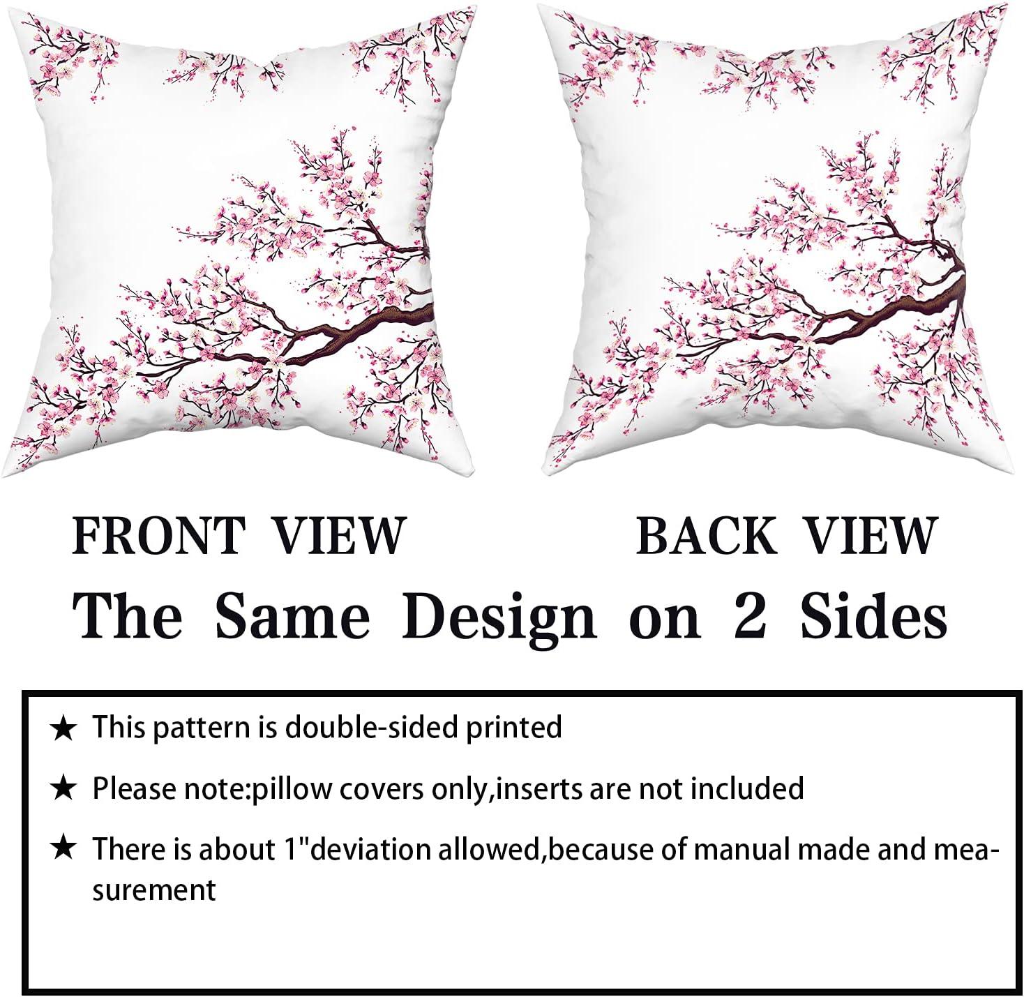 Japanese Cherry Blossom Floral Cotton Polyester Euro Pillowcase Set