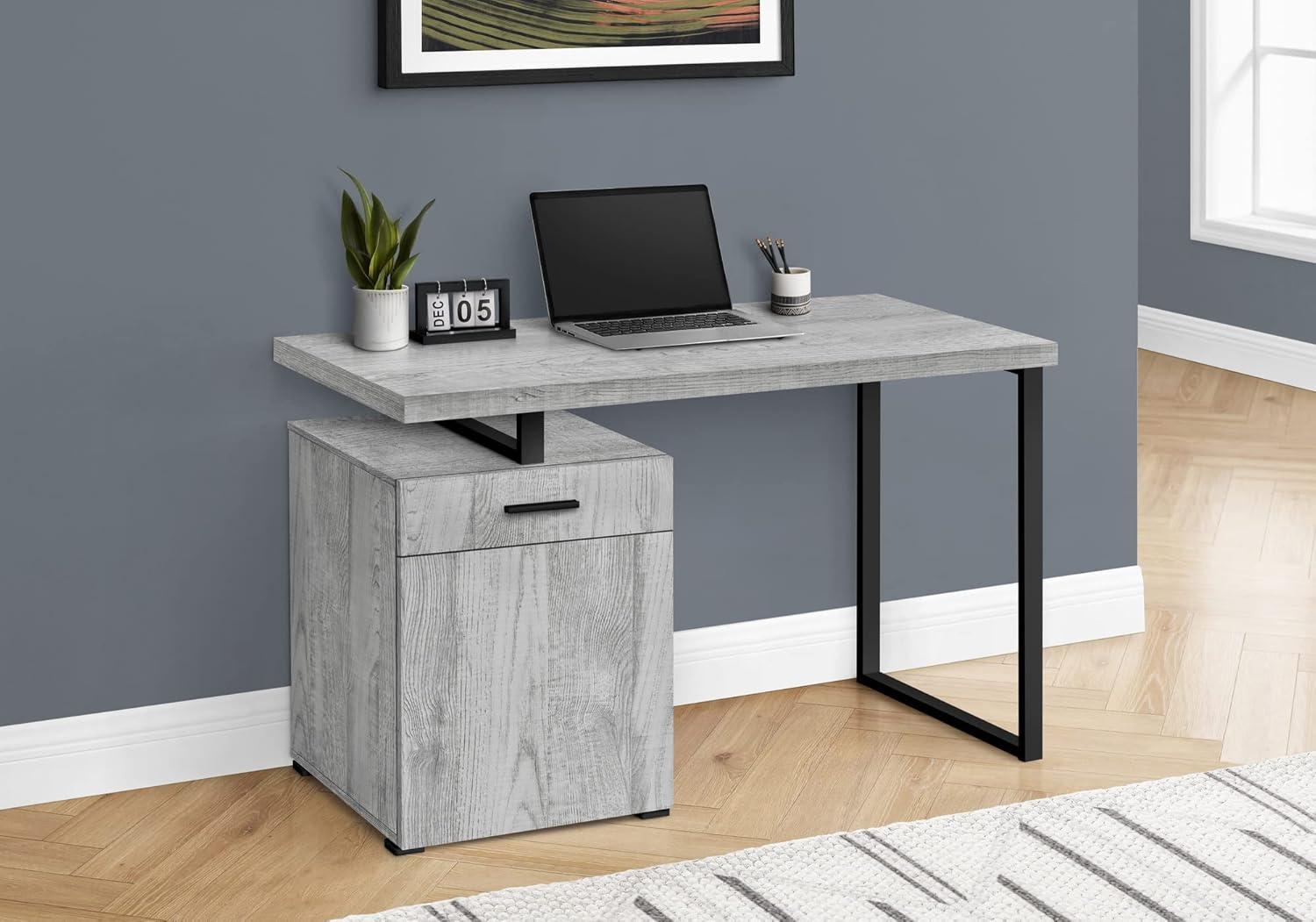 Gray Wood Home Office Desk with Storage Drawers