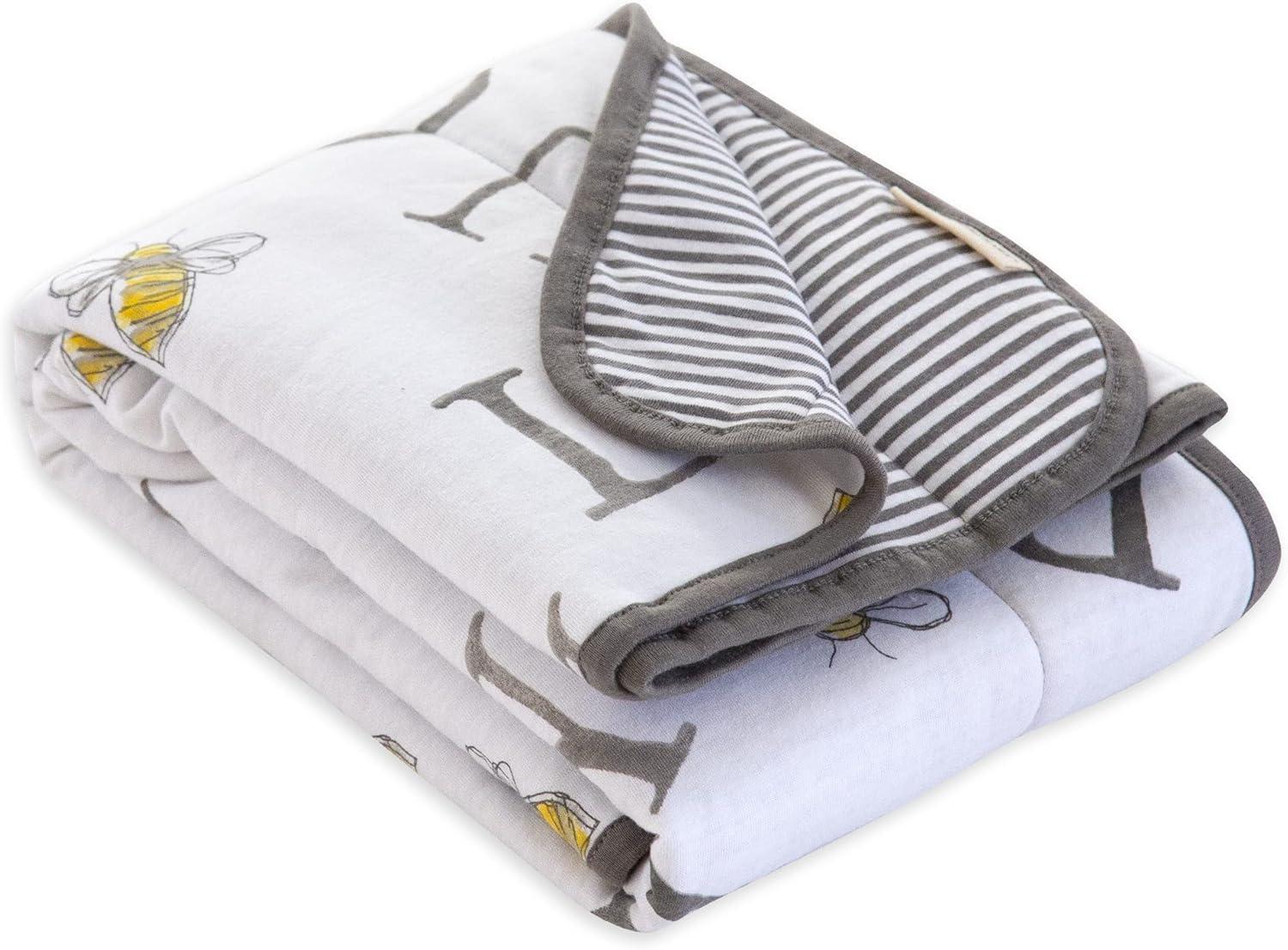 A-Bee-C Reversible Jersey Blanket - Charcoal - One Size