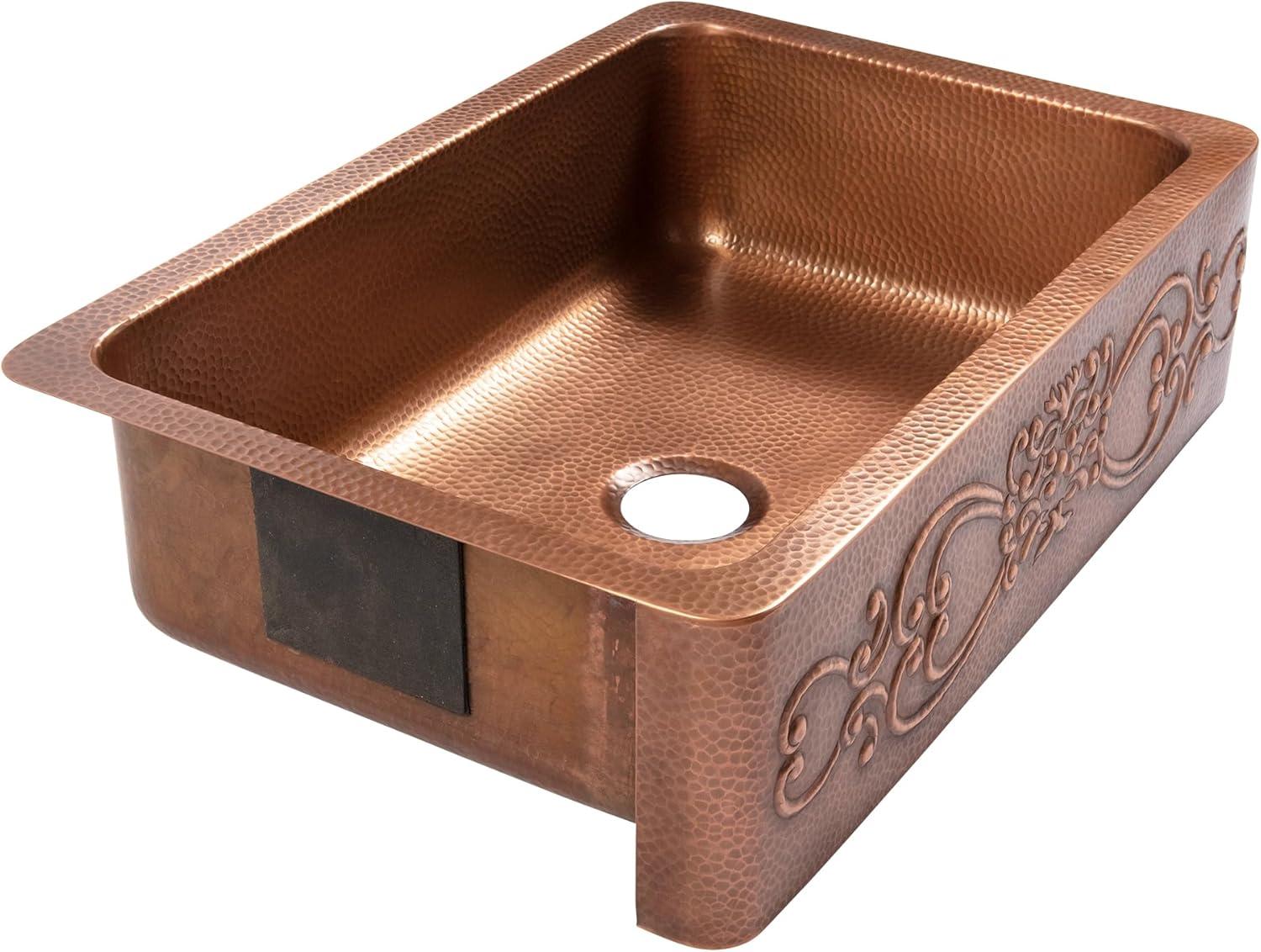 Ganku Copper 33" Single Bowl Farmhouse Apron Front Undermount Kitchen Sink