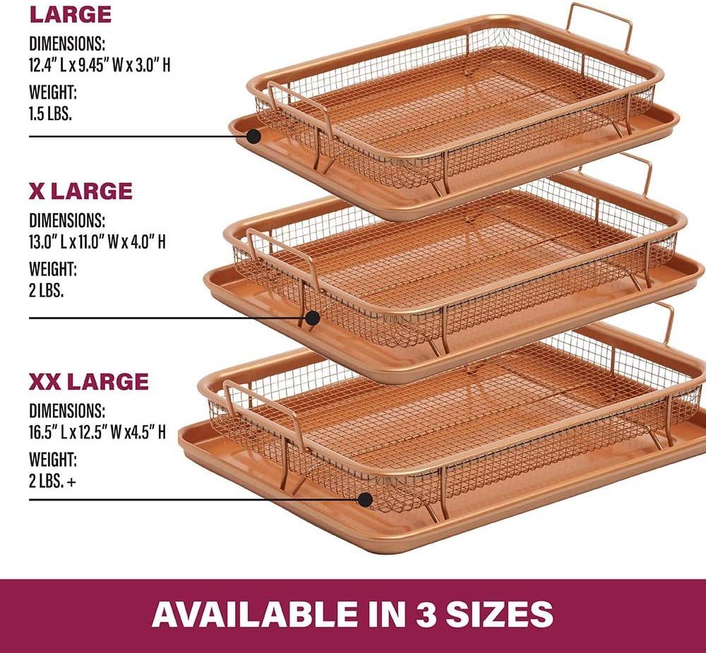 Copper Nonstick Aluminum Air Fryer Crisper Tray Set