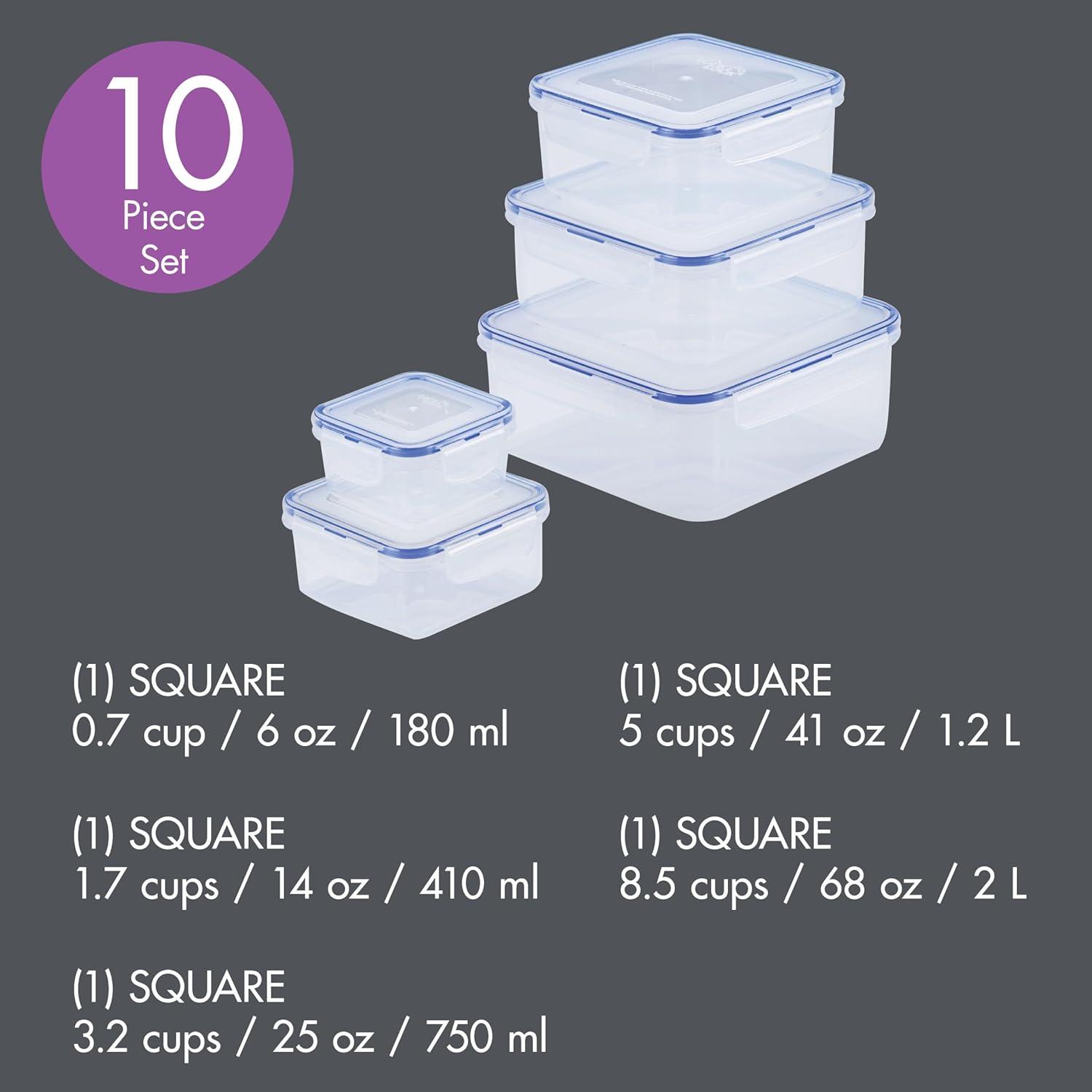 Easy Essentials 10 Piece Square Food Storage Container Set