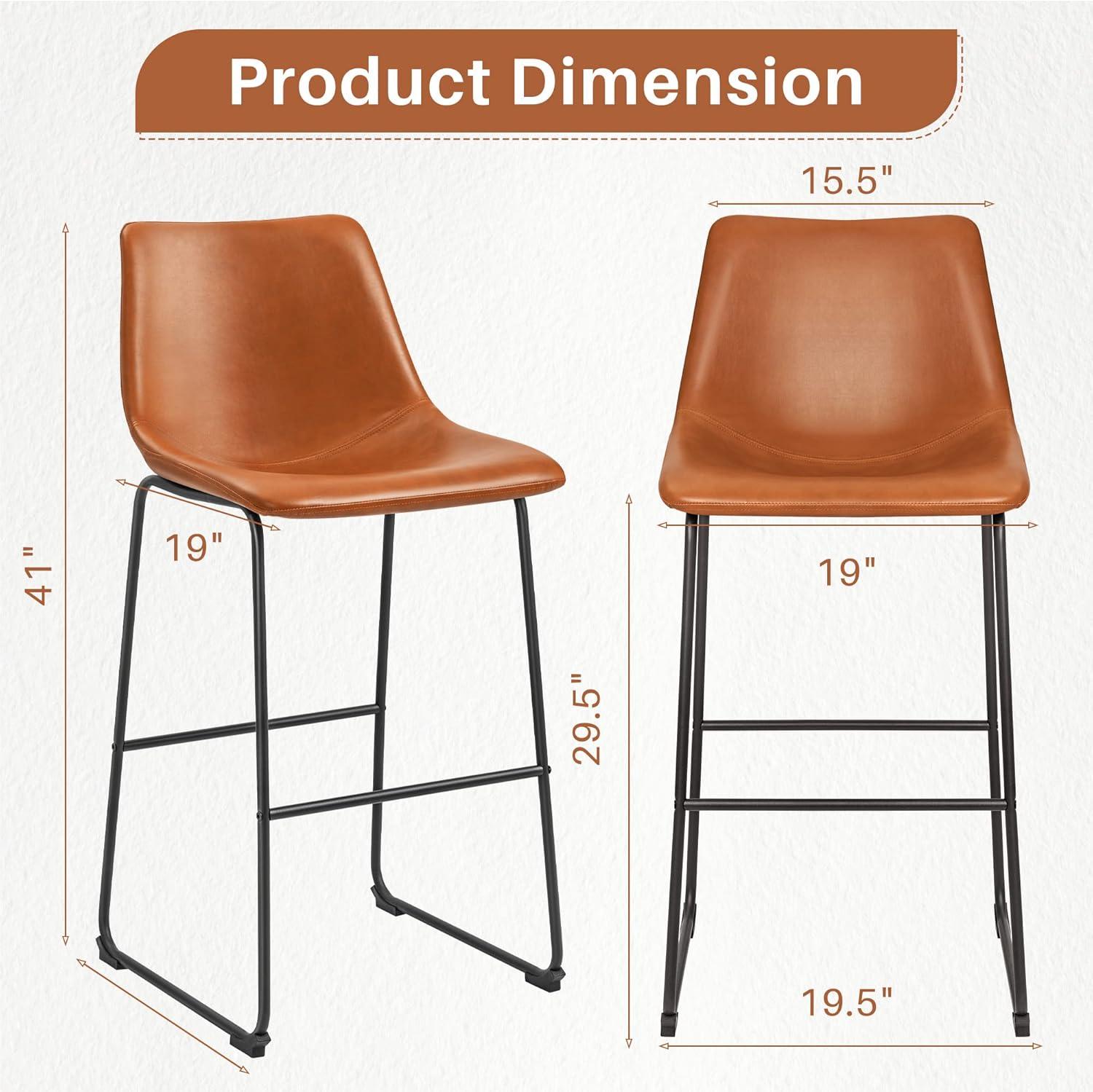 Bar Stools Set of 2 Counter Height Stools Dining Chair Pu Leather Metal Bar Stool Modern Chair for Home, Kitchen, Dining Room