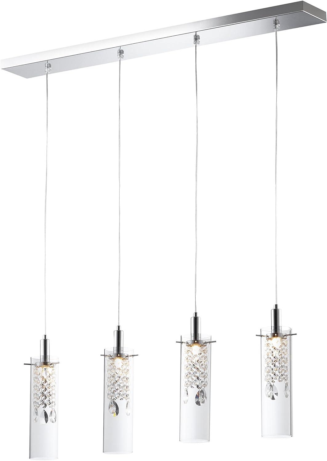 Glamor Adjustable 4-Light Chrome & Glass LED Pendant