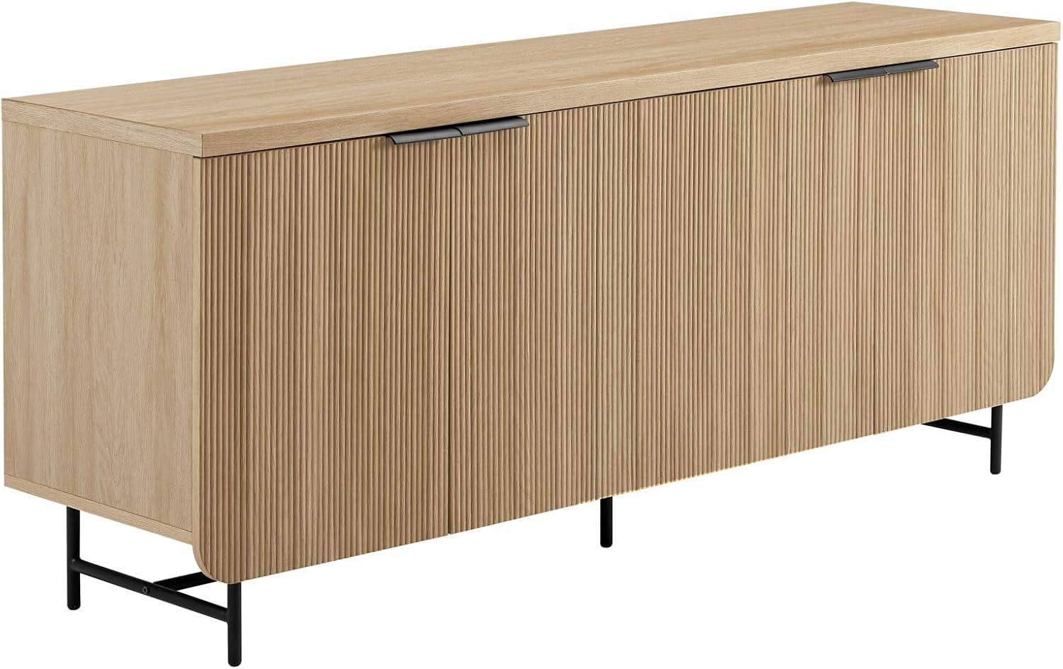 Coastal Oak and Black 69" Fluted Door Sideboard