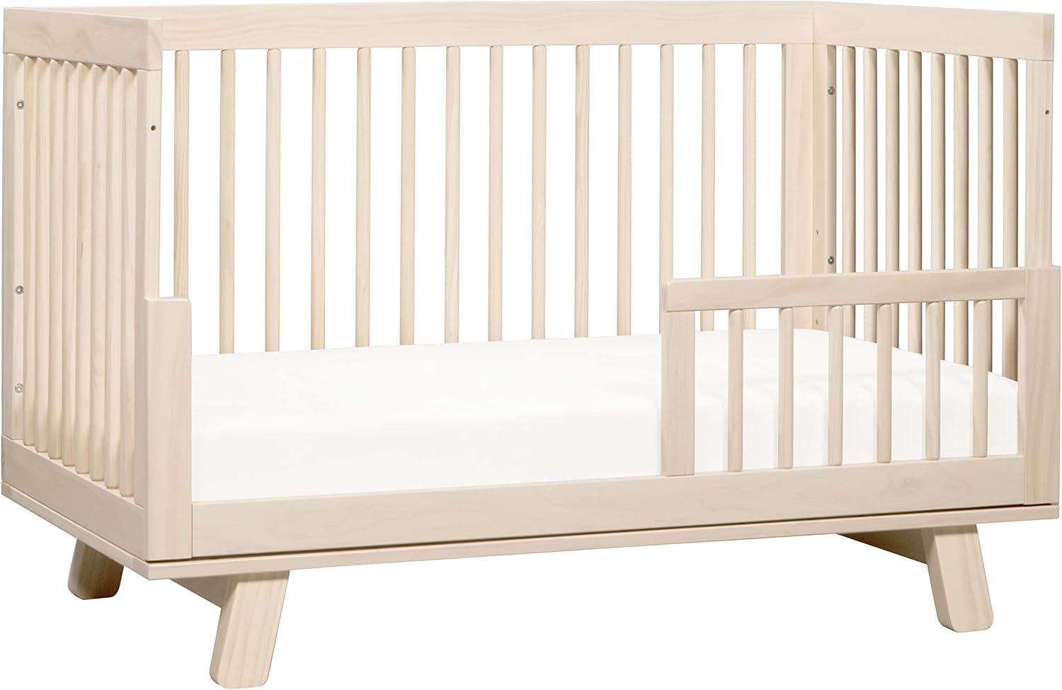 Babyletto Hudson Washed Natural Wood 3-in-1 Convertible Baby Crib with Toddler Bed Conversion Kit