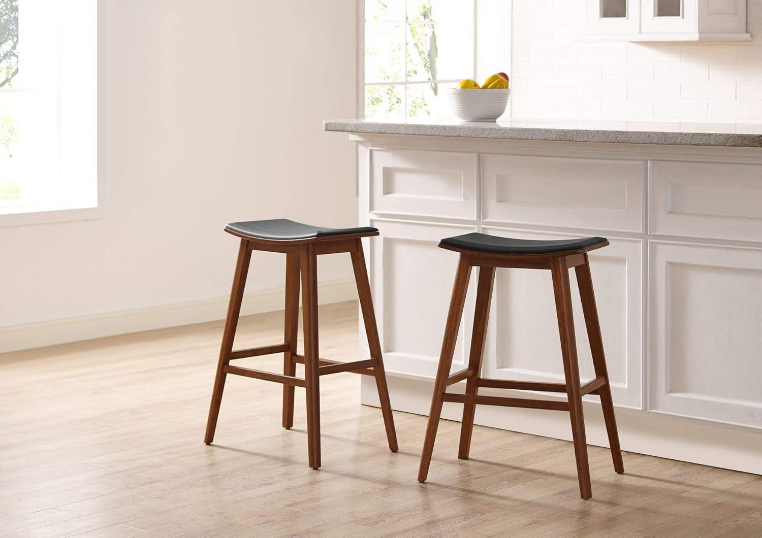 Exotic Red Bamboo Saddle Style Backless Counter Stool, 26"