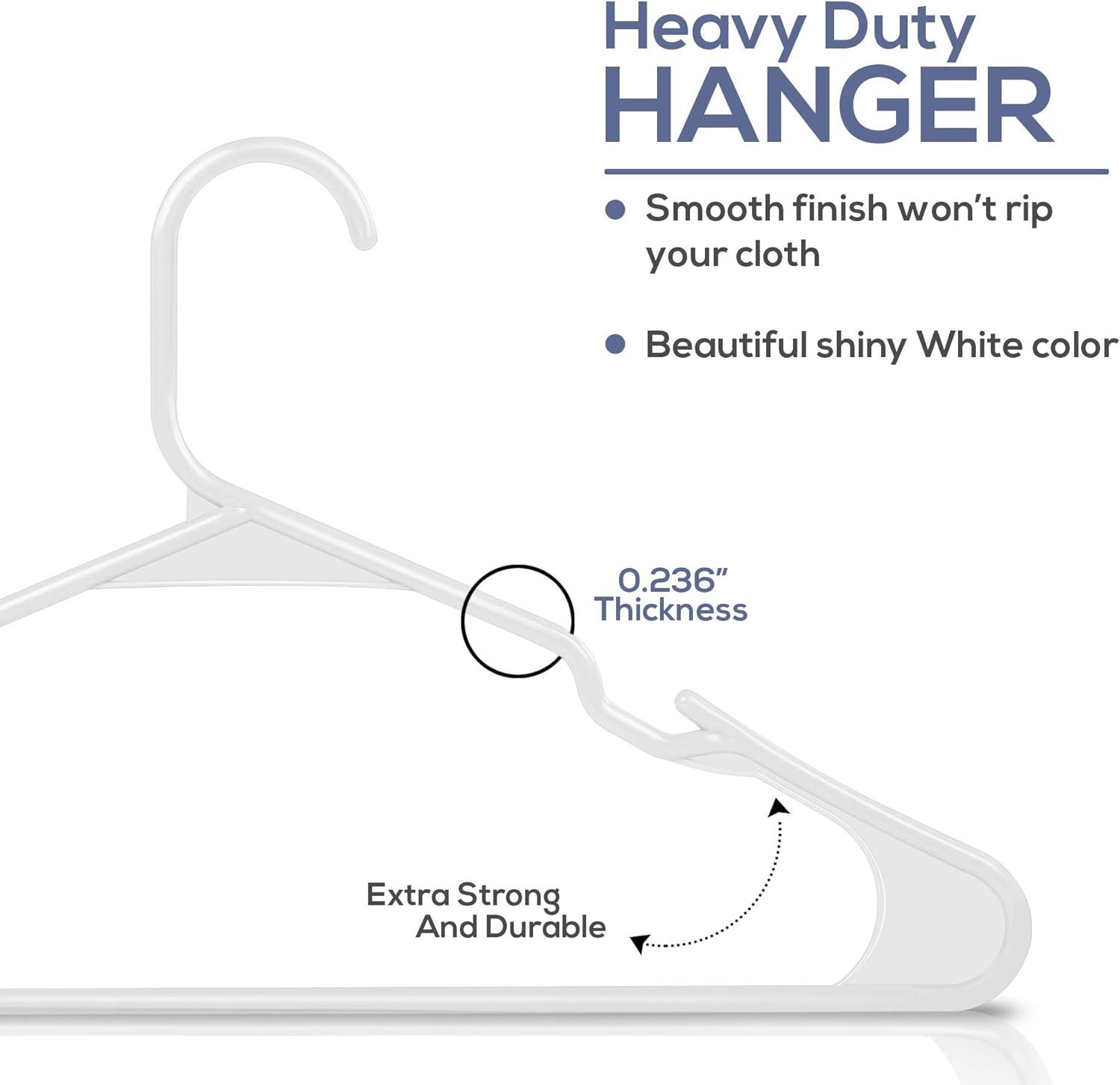 Utopia Home 50-Pack White Plastic Hangers for Clothes - Space Saving Notched Hangers - Durable and Slim - Shoulder Grooves