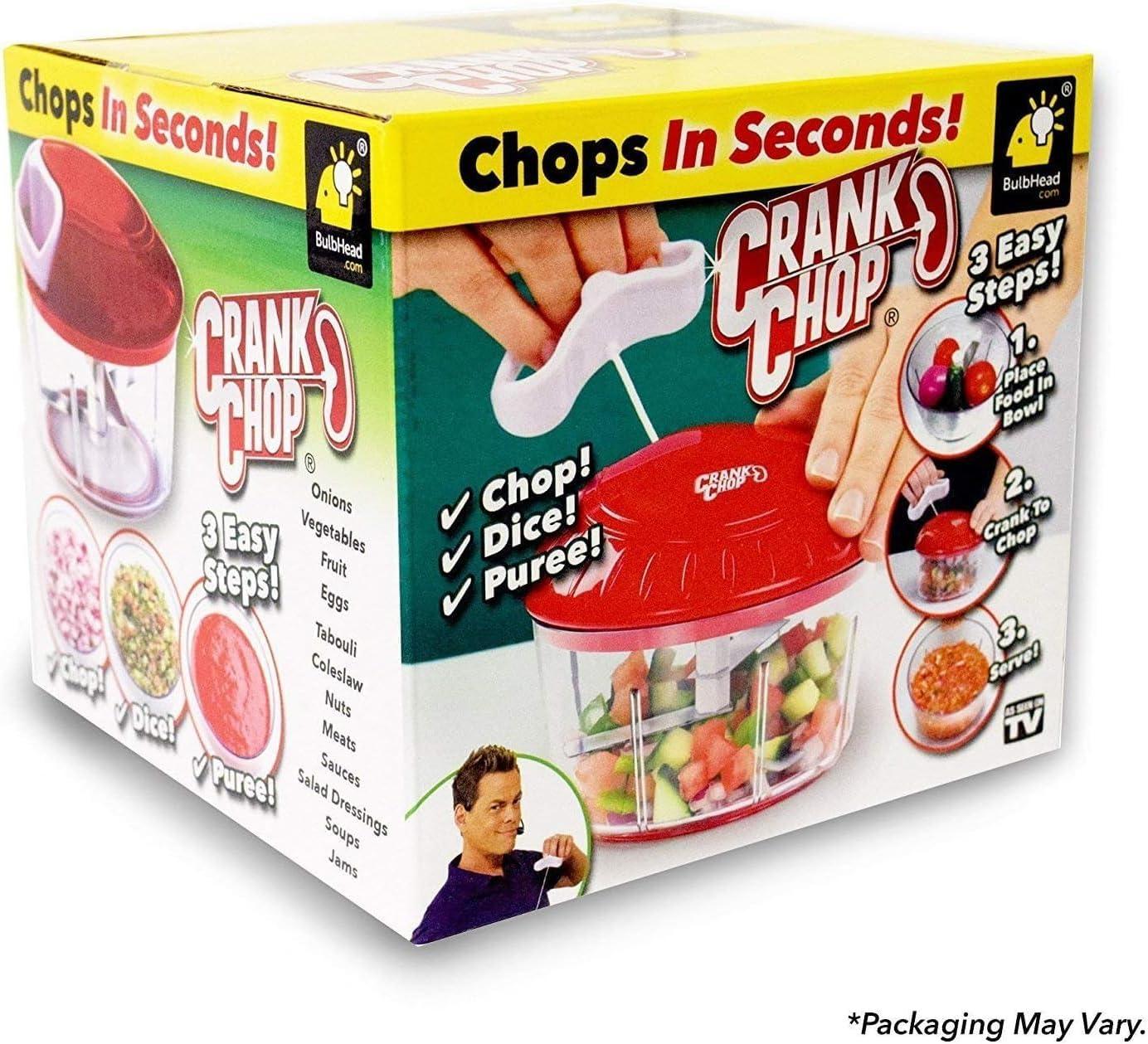 Crank Chop Food Chopper and Processor Original - Chop Dice Puree Vegetables Onions Tomatoes Garlic Meats and Nuts in Just Seconds for Delicious Meals - Perfect for Homemade Salsa
