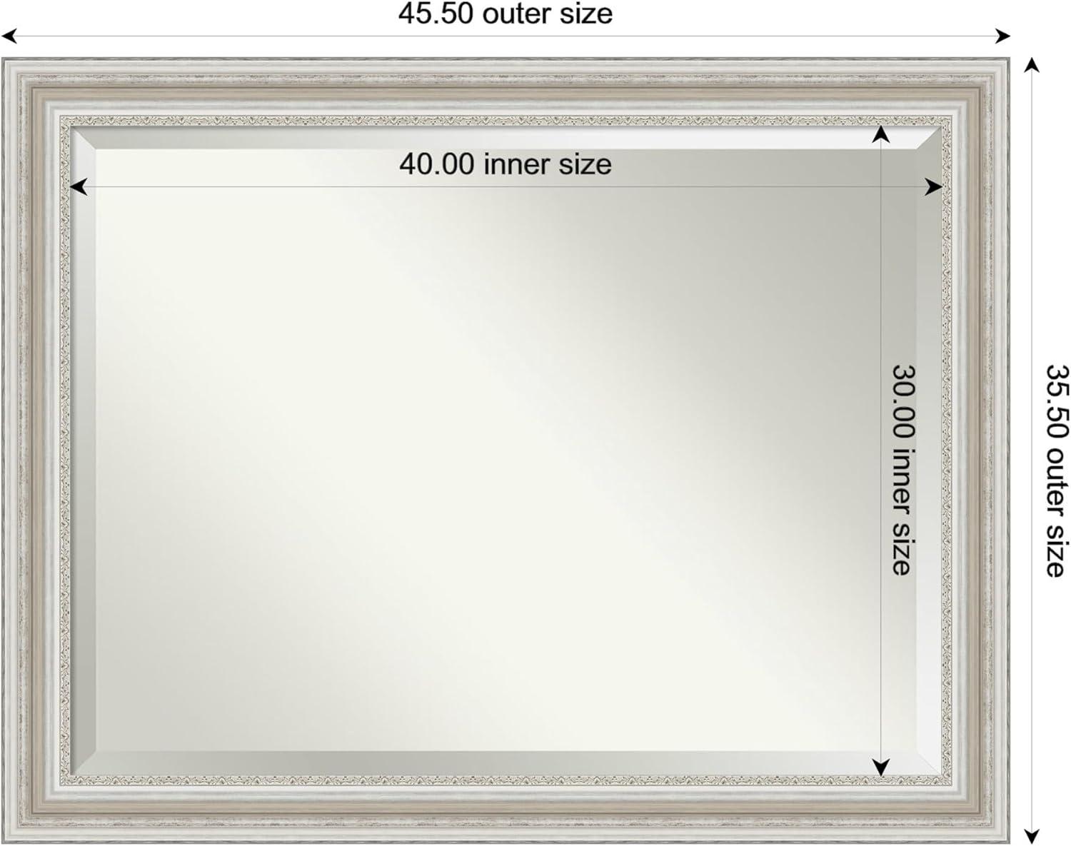 46" x 36" Parlor Framed Bathroom Vanity Wall Mirror Silver - Amanti Art: Modern Rectangular, Wall-Mounted, Wood Frame