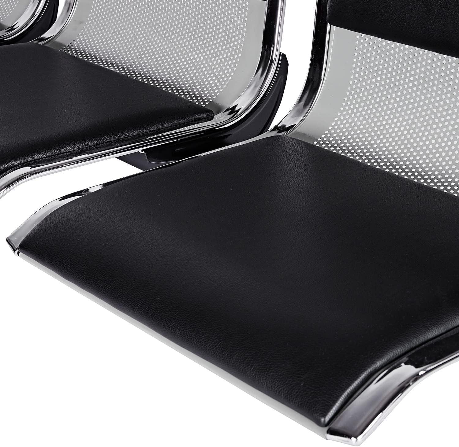 Kinbor Waiting Room Chairs, 3-Seat Reception Chairs Office Guest Waiting Furniture Bench Seating for Airport Bank Hospital, Black