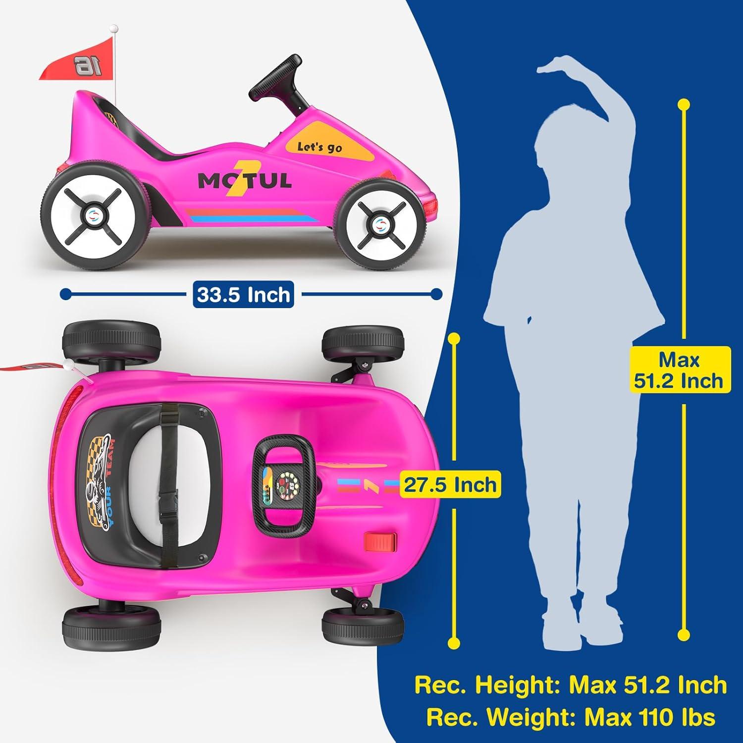 Tobbi 12v Kids Go Kart, Outdoor Battery Powered Ride On Car For Boys And Girls Aged 3-8, Childrens Electronic Toy Go Kart With 2 Speed Modes, Remote Control,bluetooth