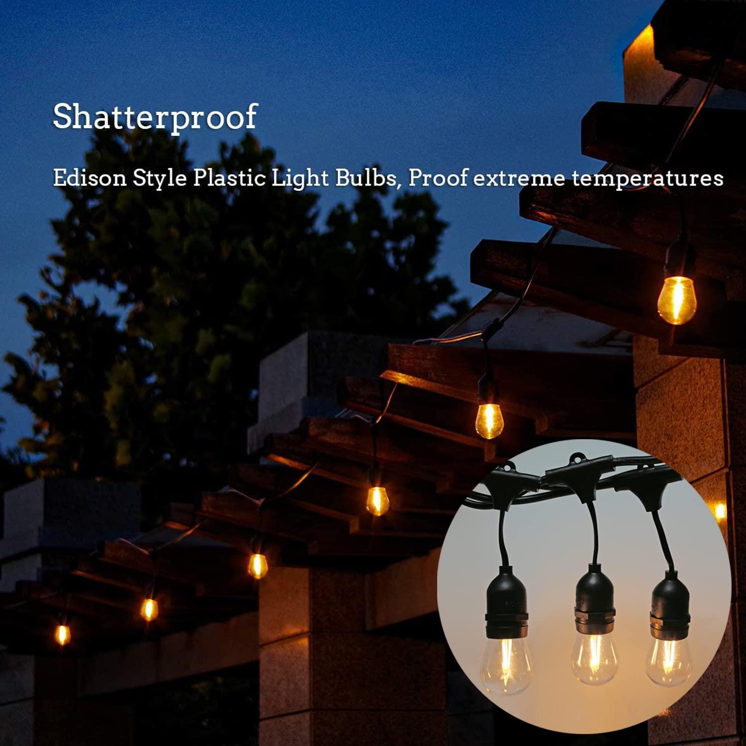 Svater Replacement Bulbs for Outdoor String Lights, 15 Pack S14 LED Bulbs for Patio, E26 Base 1W Bulb Equal to 11W Incandescent, Dimmable,Shatterproof 2700K Warm White