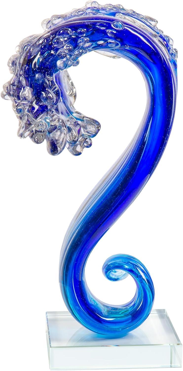 Pacific Wave Glass Sculpture/Figurine in Blue Finish