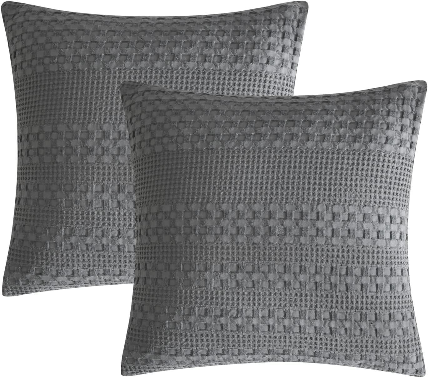 XXZH 100% Cotton Waffle Weave Euro Sham Covers, 2 Pack 26" x 26" Pillow Covers for Elegant Home Decorative, No Insert, Decorative Euro Throw Pillow Covers for Bed Couch Sofa, Oatmeal