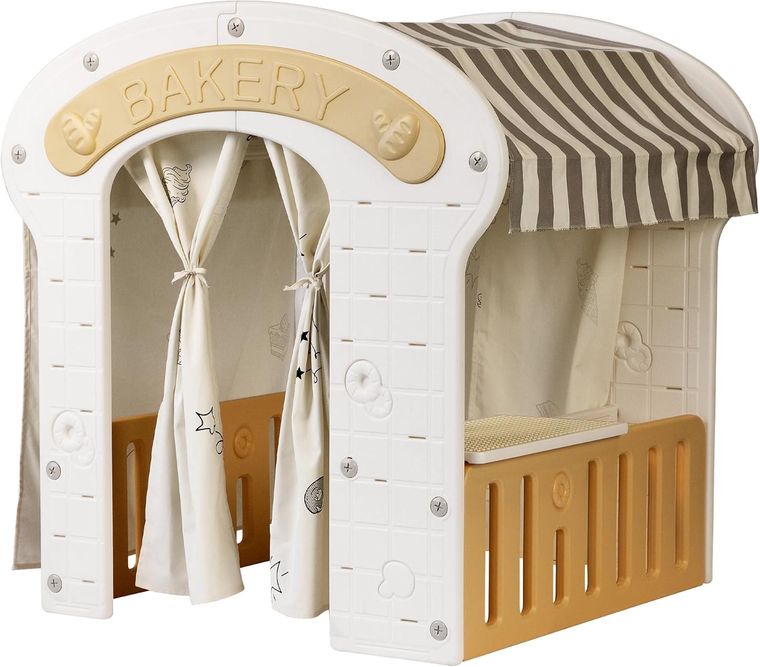 Duke Baby Cottage Bakery Play house, Indoor Outdoor Prented Playset for Toddlers 2 - 10 Years Old, Brown