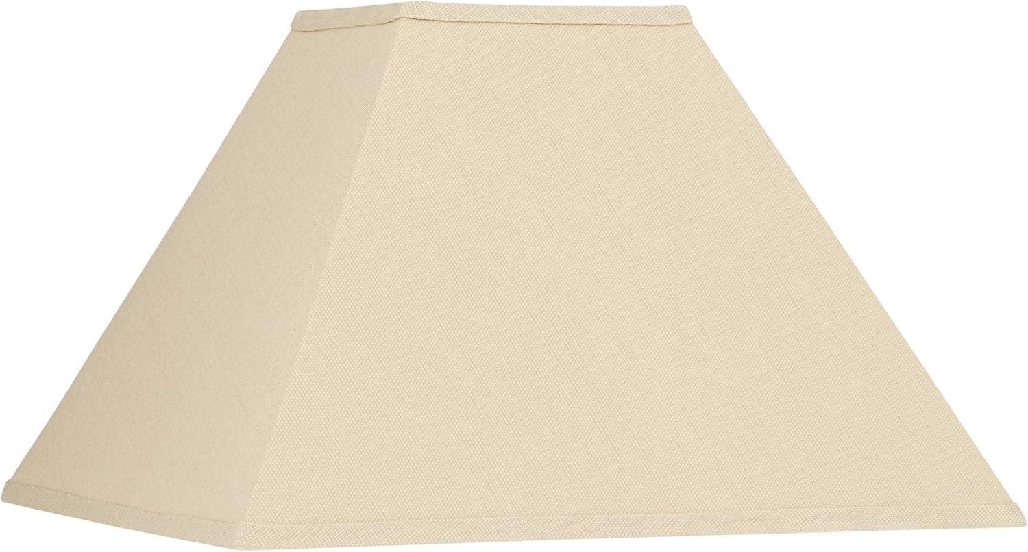 Springcrest Beige Linen Medium Square Lamp Shade 6" Top x 16" Bottom x 12" Slant x 10" High (Spider) Replacement with Harp and Finial