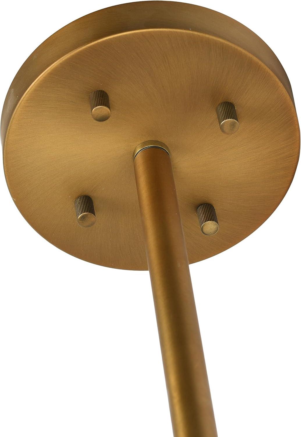 Creative Co-Op 18 Inch Brushed Gold and Wood Drum Pendant