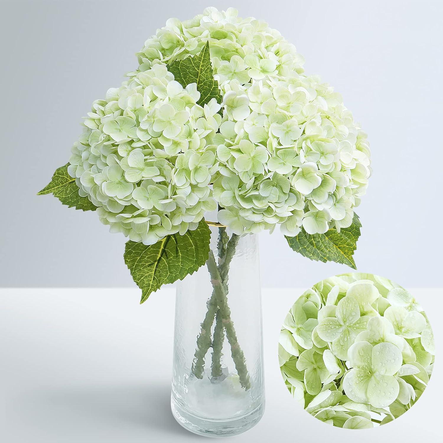 21'' Light Green Real Touch Artificial Hydrangea Flowers with Long Stem