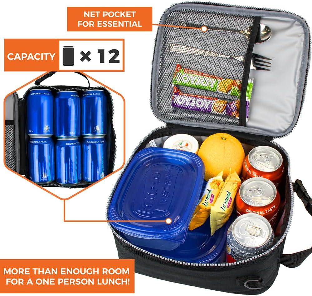 OPUX Insulated Lunch Box Men Women Adult, Compact Soft Cooler Bag Kids Boys Girls, Leakproof Small Pail Work School (Heather Charcoal, One Size)