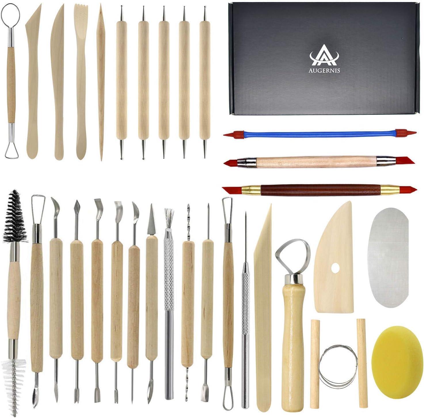 32-Piece Wooden and Metal Pottery Sculpting Tools Set