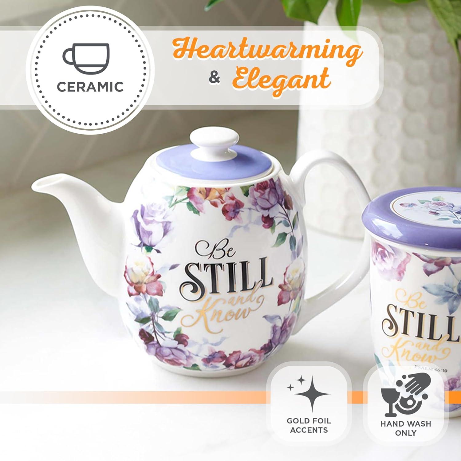 Be Still and Know Teapot in Purple - Psalm 46:10