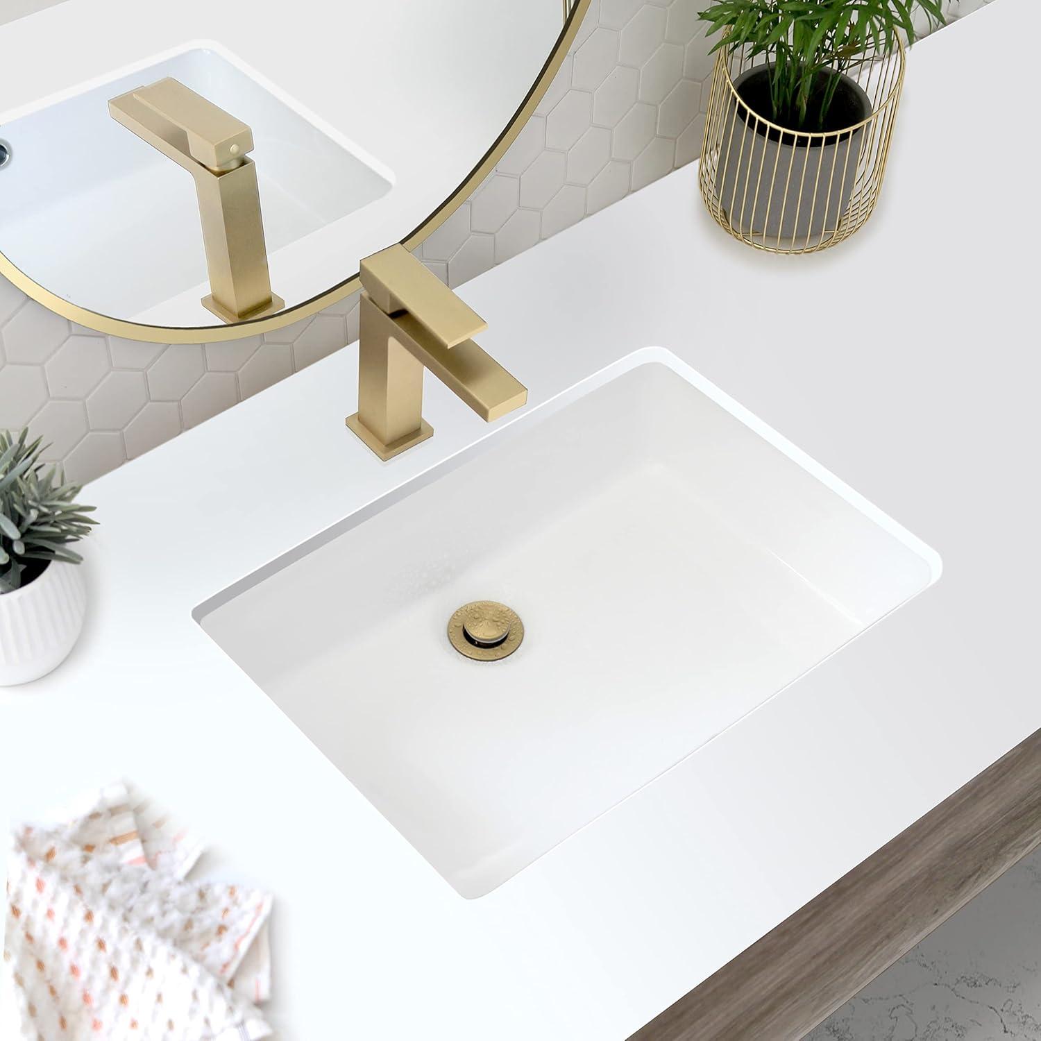 STYLISH Ritzy 20-3/8"L White Rectangular Undermount Bathroom Sink