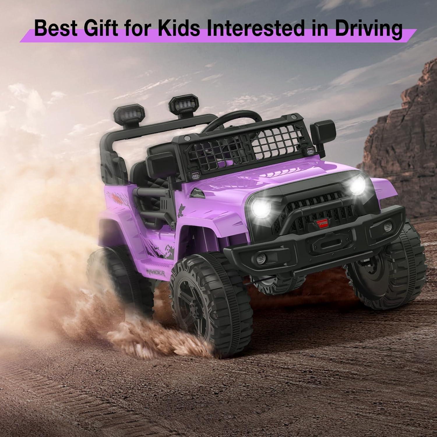 Purple 12V Kids Electric SUV with Remote Control and LED Lights