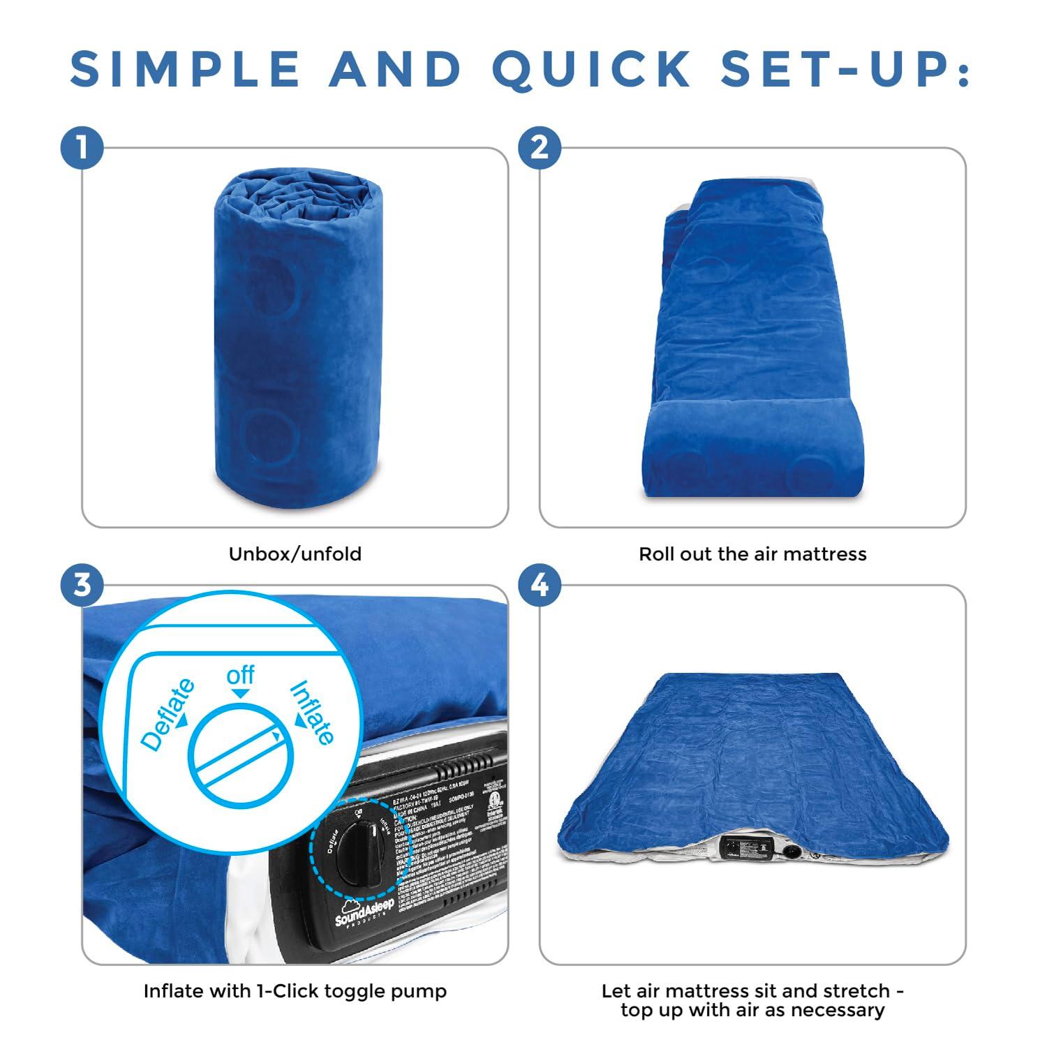 SoundAsleep Dream Series Air Mattress with ComfortCoil Technology & Internal High Capacity Pump -  King - Blue