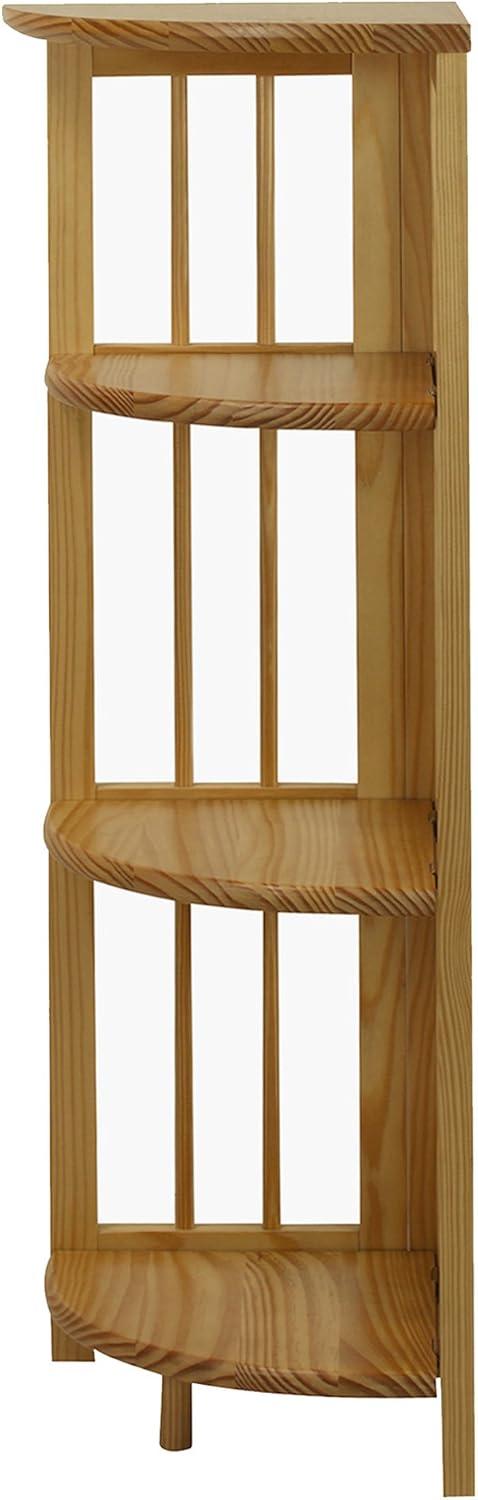 Casual Home 4-Shelf Corner Folding Bookcase-Color:Natural