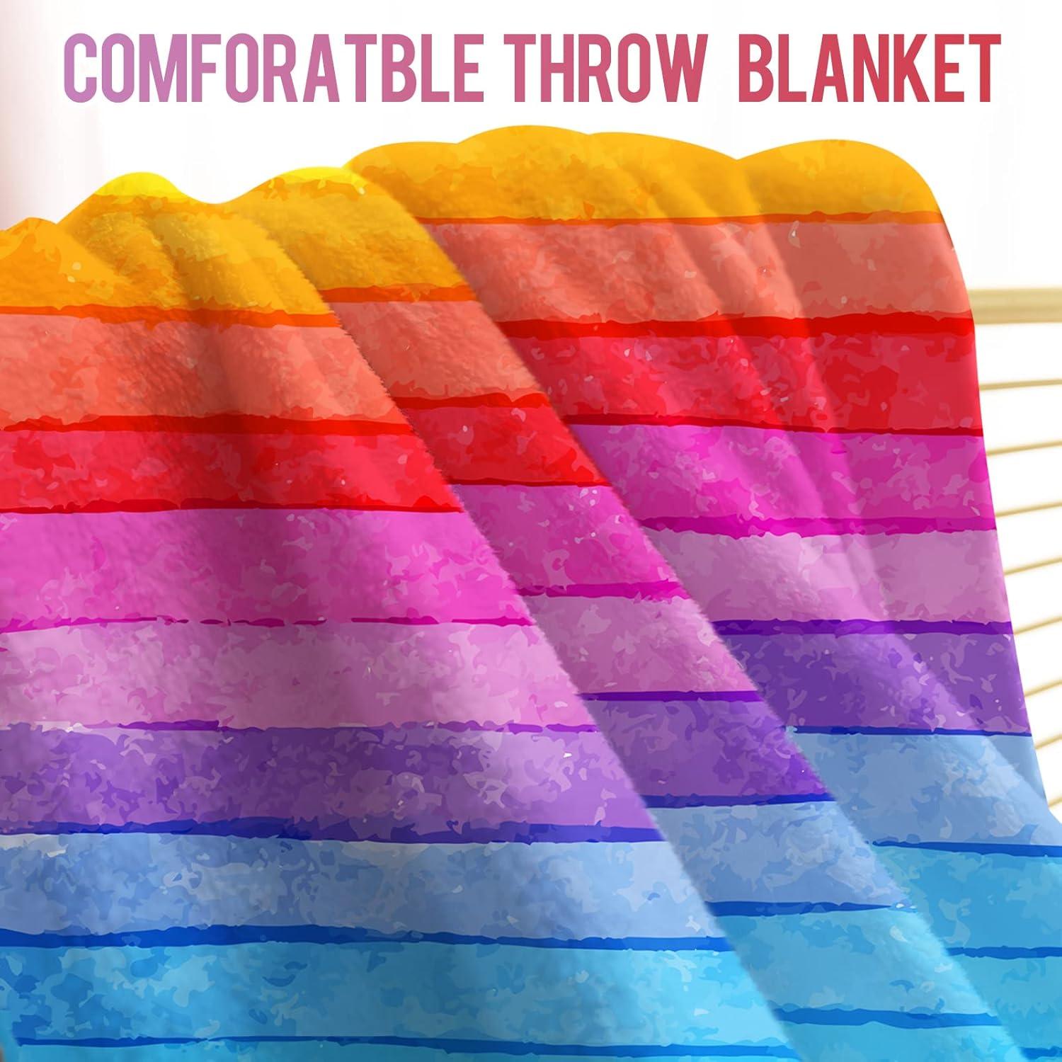 Colorful Rainbow Fleece Throw Blanket for Girls 50" x 60"