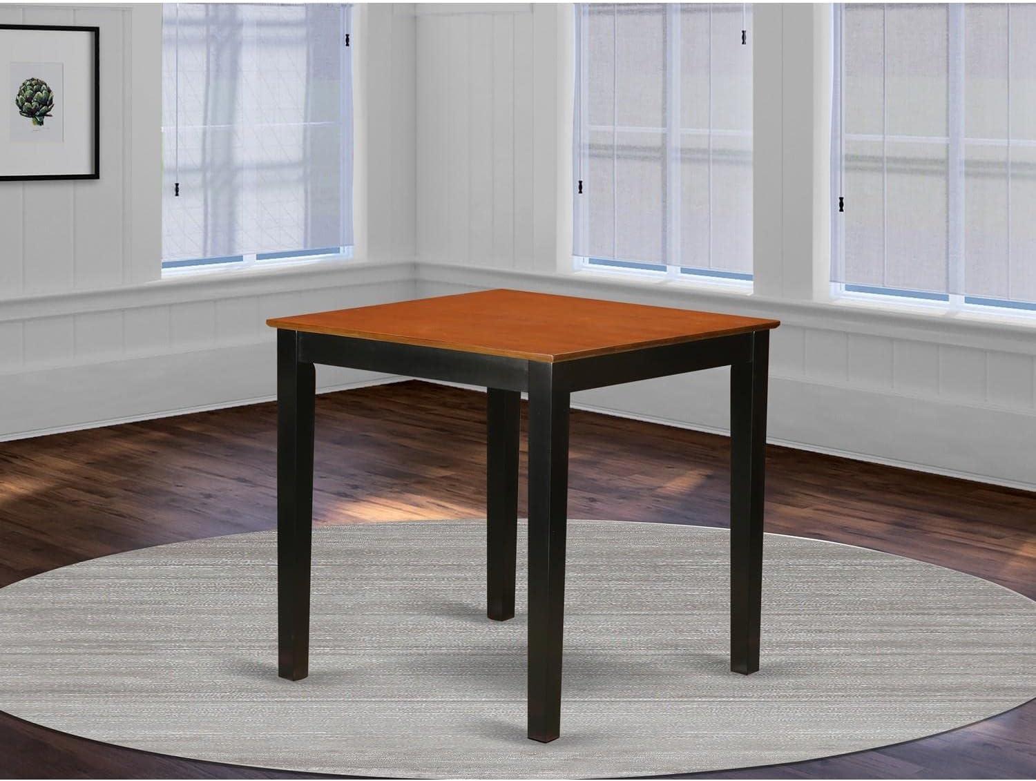 Transitional Black & Cherry Wood Square Counter Height Extendable Table