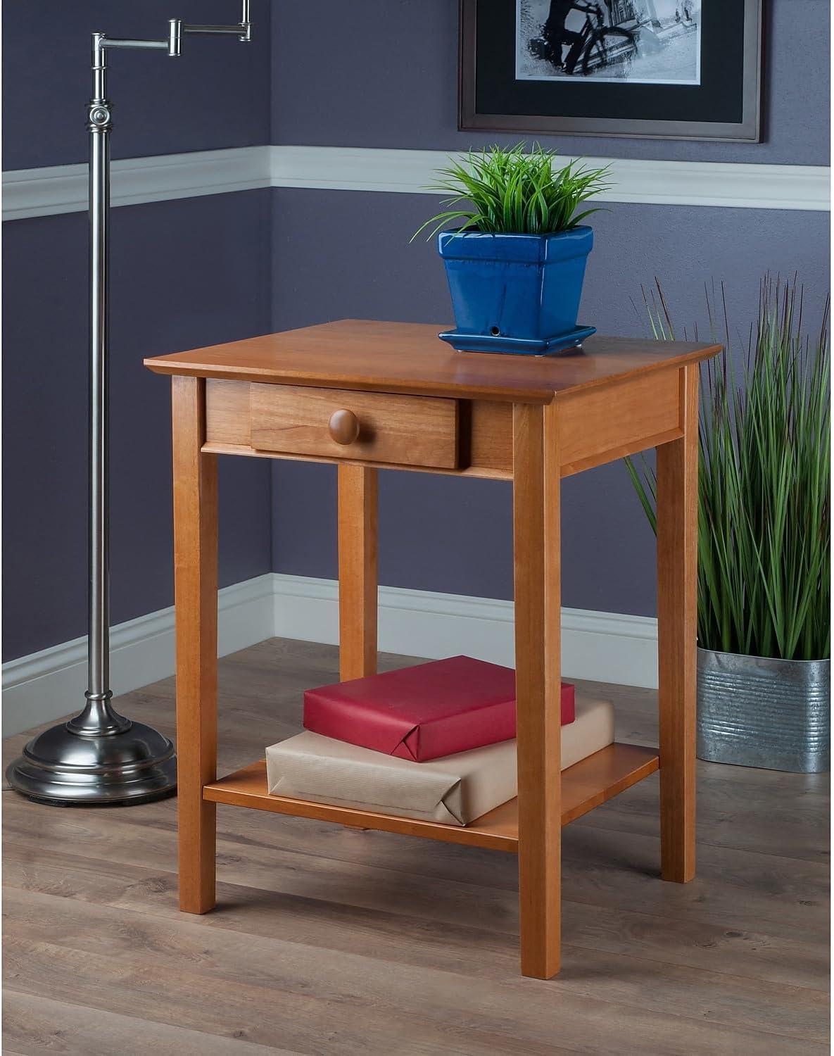 Winsome Studio End / Printer Table Honey: Wood Composite Stand with Drawer, Living Room Accent