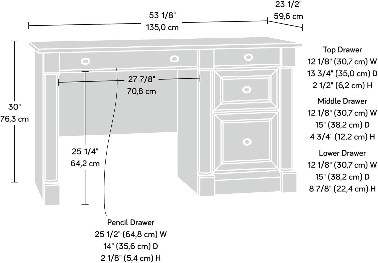 Select Cherry Wood Computer Desk with Drawers and Keyboard Tray