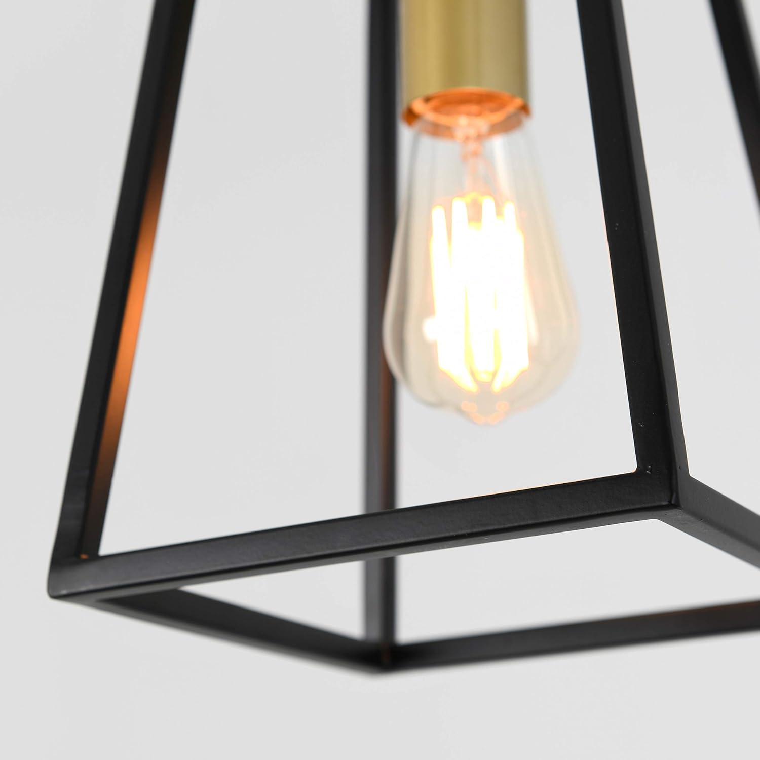 Artika Carter 1 Light Geometric Mini Pendant Light Fixture Black and Gold