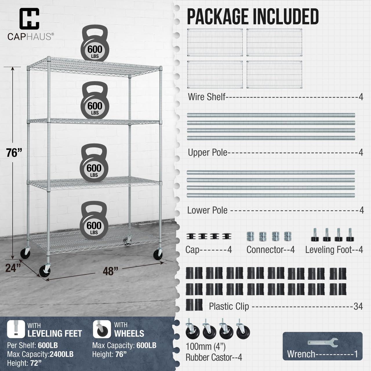 Metal Shelving Unit with Wheels