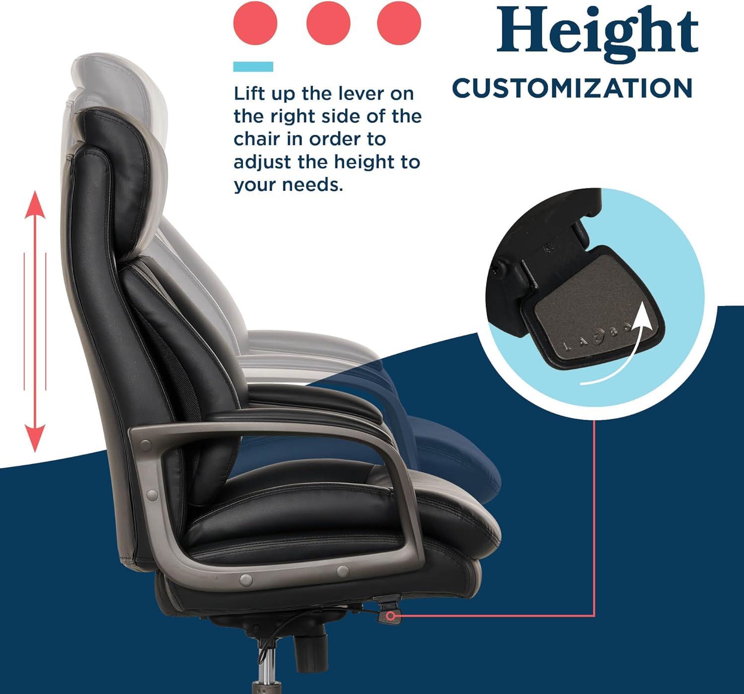 La-Z-Boy La-Z-Boy® Nova Executive Office Chair, Patented AIR Ergonomic Support Technology®, High-Back Premium Comfort & Support, Vegan PU Leather