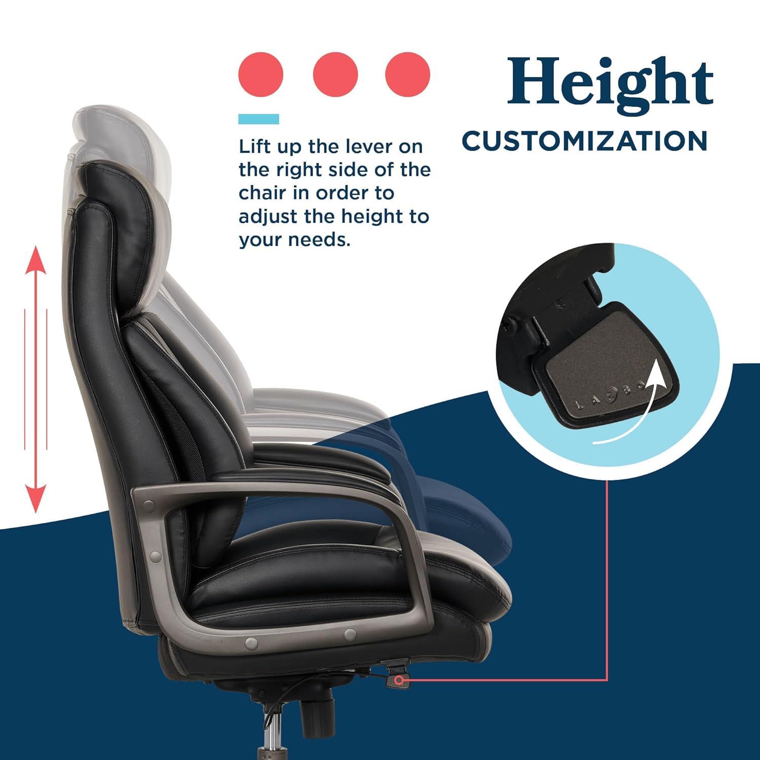 La-Z-Boy La-Z-Boy® Nova Executive Office Chair, Patented AIR Ergonomic Support Technology®, High-Back Premium Comfort & Support, Vegan PU Leather