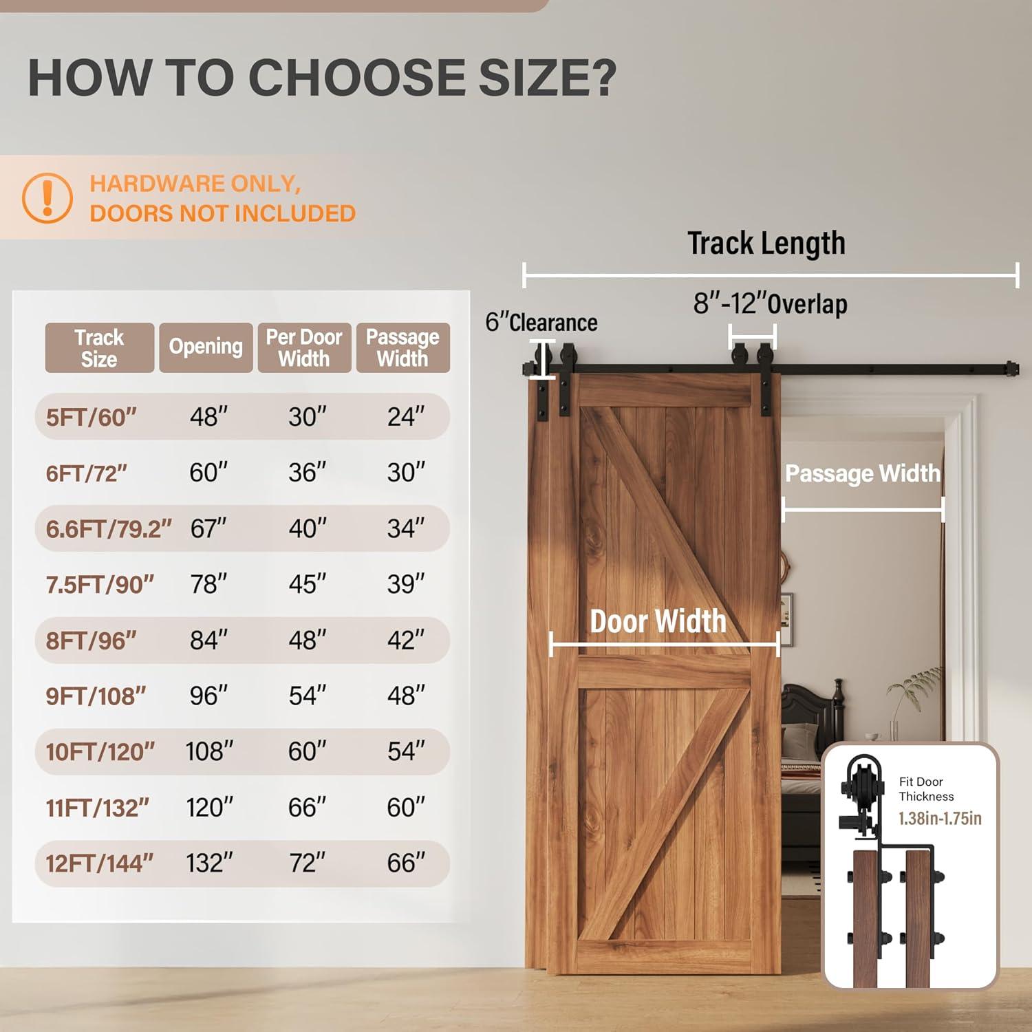 Lazio LAZ Single Bypass Double Door Barn Door Hardware Kit