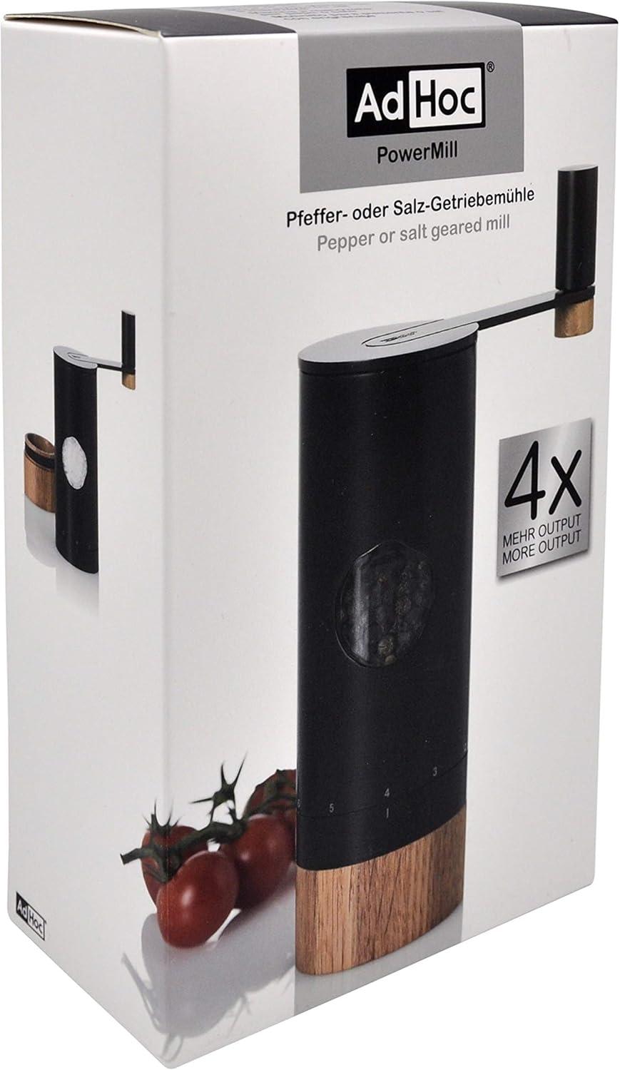 AdHoc Black and Wood Manual Salt and Pepper Grinder